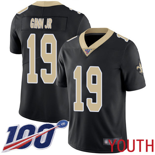 New Orleans Saints Limited Black Youth Ted Ginn Jr Home Jersey NFL Football #19 100th Season Vapor Untouchable Jersey->youth nfl jersey->Youth Jersey